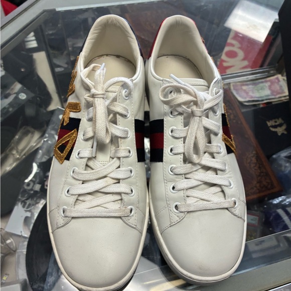 GUCCI Ace Embroidered Sherry Line LOVED Sneakers 505328 Women’s Pre Owned SZ 38 - Picture 5 of 13